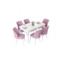 HANAH HOME Set Trpezarijski sto i 6 stolica Nef White Pink - slika 2