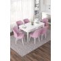 HANAH HOME Set Trpezarijski sto i 6 stolica Nef White Pink - slika 1