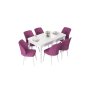 HANAH HOME Set Trpezarijski sto i 6 stolica Nef White Purple - slika 2