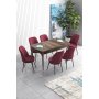 HANAH HOME Set Trpezarijski sto i 6 stolica Han Baroque Burgundy - slika 1
