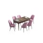 HANAH HOME Set Trpezarijski sto i 6 stolica Han Baroque Pink - slika 2