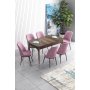 HANAH HOME Set Trpezarijski sto i 6 stolica Han Baroque Pink - slika 1
