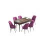HANAH HOME Set Trpezarijski sto i 6 stolica Han Baroque Purple - slika 2