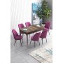 HANAH HOME Set Trpezarijski sto i 6 stolica Han Baroque Purple - slika 1