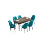 HANAH HOME Set Trpezarijski sto i 6 stolica Han Baroque Turquoise - slika 2