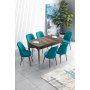 HANAH HOME Set Trpezarijski sto i 6 stolica Han Baroque Turquoise - slika 1