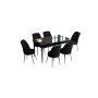 HANAH HOME Set Trpezarijski sto i 6 stolica Han Black Marble Black - slika 2