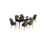 HANAH HOME Set Trpezarijski sto i 6 stolica Han Black Marble Brown - slika 2