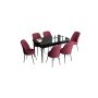 HANAH HOME Set Trpezarijski sto i 6 stolica Han Black Marble Burgundy - slika 2