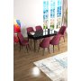 HANAH HOME Set Trpezarijski sto i 6 stolica Han Black Marble Burgundy - slika 1