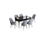 HANAH HOME Set Trpezarijski sto i 6 stolica Han Black Marble Grey - slika 2