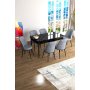 HANAH HOME Set Trpezarijski sto i 6 stolica Han Black Marble Grey - slika 1