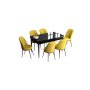 HANAH HOME Set Trpezarijski sto i 6 stolica Han Black Marble Mustard - slika 2