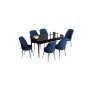 HANAH HOME Set Trpezarijski sto i 6 stolica Han Black Marble Navy Blue - slika 2