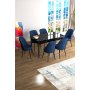 HANAH HOME Set Trpezarijski sto i 6 stolica Han Black Marble Navy Blue - slika 1