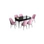 HANAH HOME Set Trpezarijski sto i 6 stolica Han Black Marble Pink - slika 2