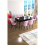HANAH HOME Set Trpezarijski sto i 6 stolica Han Black Marble Pink - slika 1