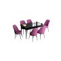 HANAH HOME Set Trpezarijski sto i 6 stolica Han Black Marble Purple - slika 2