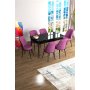HANAH HOME Set Trpezarijski sto i 6 stolica Han Black Marble Purple - slika 1