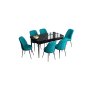 HANAH HOME Set Trpezarijski sto i 6 stolica Han Black Marble Turquoise - slika 2