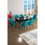 HANAH HOME Set Trpezarijski sto i 6 stolica Han Black Marble Turquoise - slika 1
