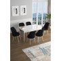 HANAH HOME Set Trpezarijski sto i 6 stolica Han White Black - slika 1