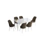 HANAH HOME Set Trpezarijski sto i 6 stolica Han White Brown - slika 2