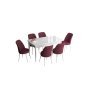 HANAH HOME Set Trpezarijski sto i 6 stolica Han White Burgundy - slika 2