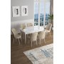 HANAH HOME Set Trpezarijski sto i 6 stolica Han White Cream - slika 1