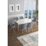 HANAH HOME Set Trpezarijski sto i 6 stolica Han White Grey - slika 1