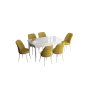 HANAH HOME Set Trpezarijski sto i 6 stolica Han White Mustard - slika 2