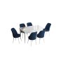HANAH HOME Set Trpezarijski sto i 6 stolica Han White Navy Blue - slika 2