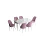 HANAH HOME Set Trpezarijski sto i 6 stolica Han White Pink - slika 2