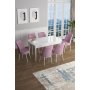 HANAH HOME Set Trpezarijski sto i 6 stolica Han White Pink - slika 1