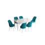 HANAH HOME Set Trpezarijski sto i 6 stolica Han White Turquoise - slika 2