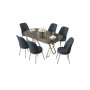 HANAH HOME Set Trpezarijski sto i 6 stolica Lai Anthracite Chrome - slika 2