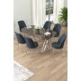 HANAH HOME Set Trpezarijski sto i 6 stolica Lai Anthracite Chrome - slika 1