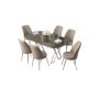 HANAH HOME Set Trpezarijski sto i 6 stolica Lai Anthracite Chrome Cappuccino - slika 2