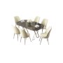HANAH HOME Set Trpezarijski sto i 6 stolica Lai Anthracite Chrome Cream - slika 2
