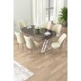 HANAH HOME Set Trpezarijski sto i 6 stolica Lai Anthracite Chrome Cream - slika 1