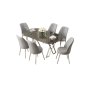 HANAH HOME Set Trpezarijski sto i 6 stolica Lai Anthracite Chrome Grey - slika 2
