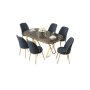 HANAH HOME Set Trpezarijski sto i 6 stolica Lai Anthracite Gold - slika 2