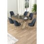 HANAH HOME Set Trpezarijski sto i 6 stolica Lai Anthracite Gold - slika 1