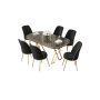 HANAH HOME Set Trpezarijski sto i 6 stolica Lai Anthracite Gold Black - slika 2