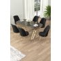 HANAH HOME Set Trpezarijski sto i 6 stolica Lai Anthracite Gold Black - slika 1