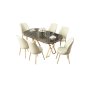 HANAH HOME Set Trpezarijski sto i 6 stolica Lai Anthracite Gold Cream - slika 2