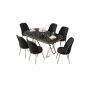 HANAH HOME Set Trpezarijski sto i 6 stolica Lai Black Marble Chrome Black - slika 2