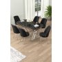 HANAH HOME Set Trpezarijski sto i 6 stolica Lai Black Marble Chrome Black - slika 1