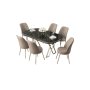 HANAH HOME Set Trpezarijski sto i 6 stolica Lai Black Marble Chrome Cappuccino - slika 2
