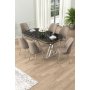 HANAH HOME Set Trpezarijski sto i 6 stolica Lai Black Marble Chrome Cappuccino - slika 1